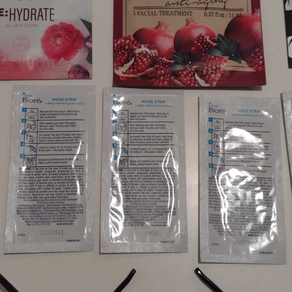 NEW Beauty Self Care Lot of 10 Masks 12 Biore Pore Strips and 6 Headbands